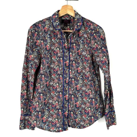 J. Crew Libert London Elderberry Blouse‎ Button Up Size 2 Floral Ditzy - Picture 1 of 9